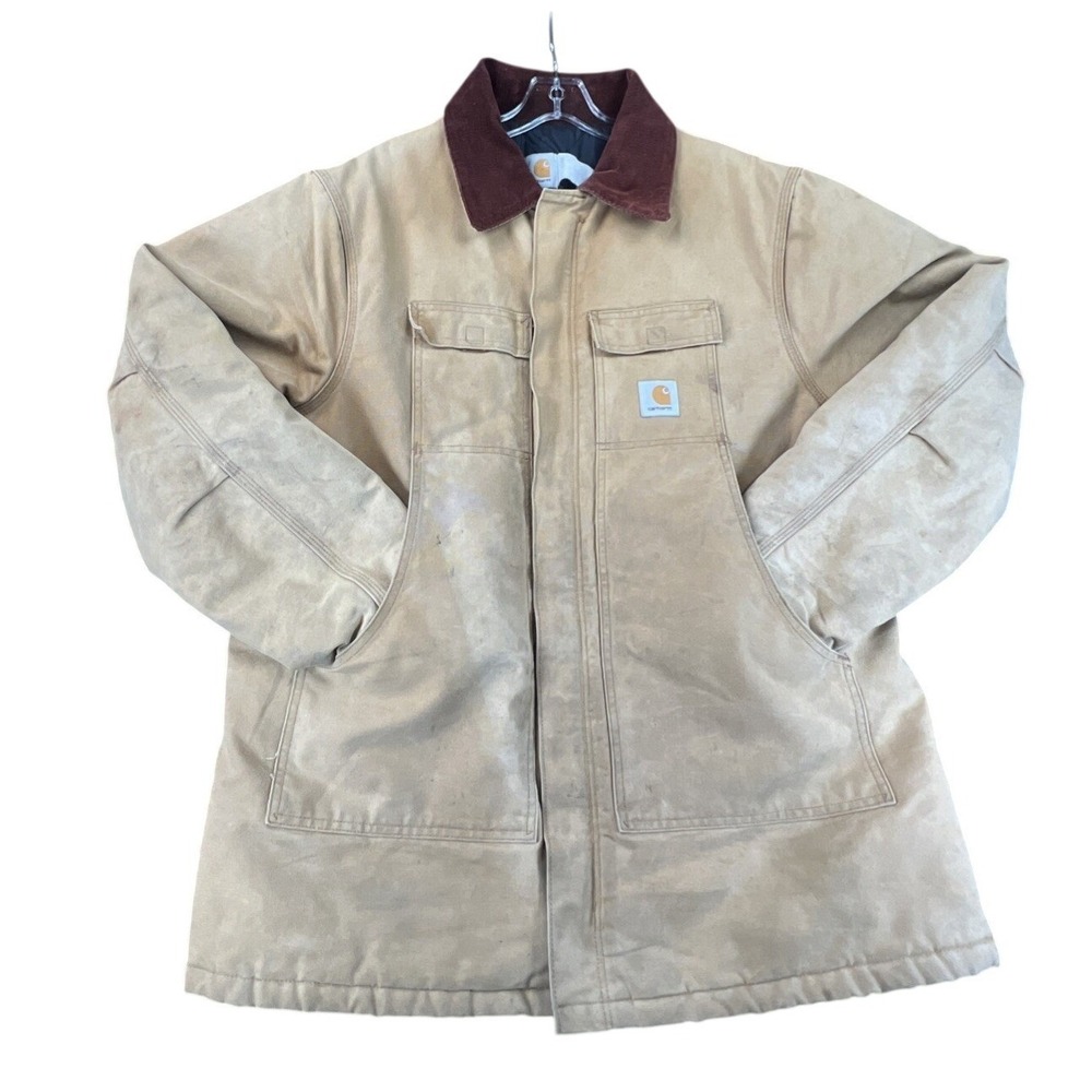 Carhartt Arctic Traditional Coat Mens Tan Brown Duck Canvas‎ Work Jacket Lined